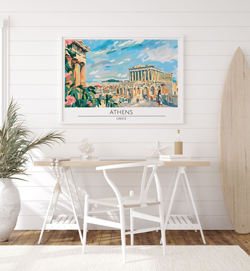 Vibrant ATHENS CAPITAL CITY - GREECE TRAVEL POSTERS showcasing cultural landmarks, perfect for any art lover's space.