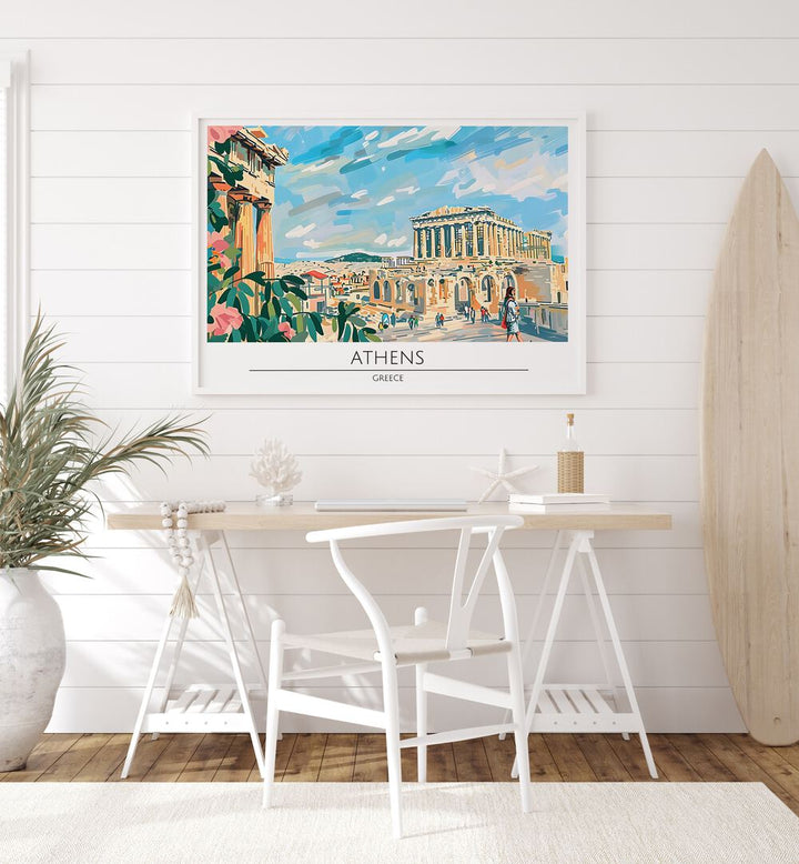 Vibrant ATHENS CAPITAL CITY - GREECE TRAVEL POSTERS showcasing cultural landmarks, perfect for any art lover's space.