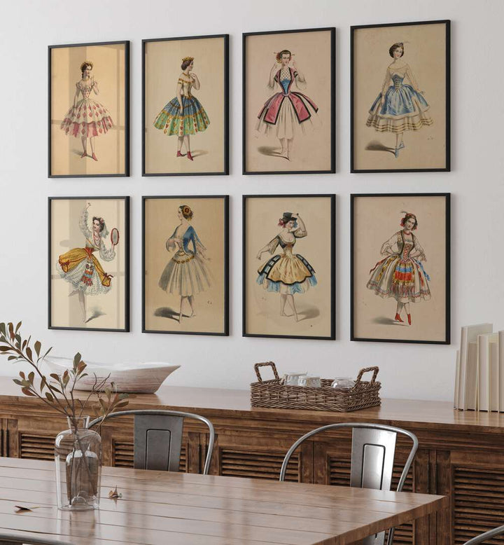 Elegant French Ballet Set Gallery Wall featuring graceful dancers, perfect for sophisticated gallery walls in your home.