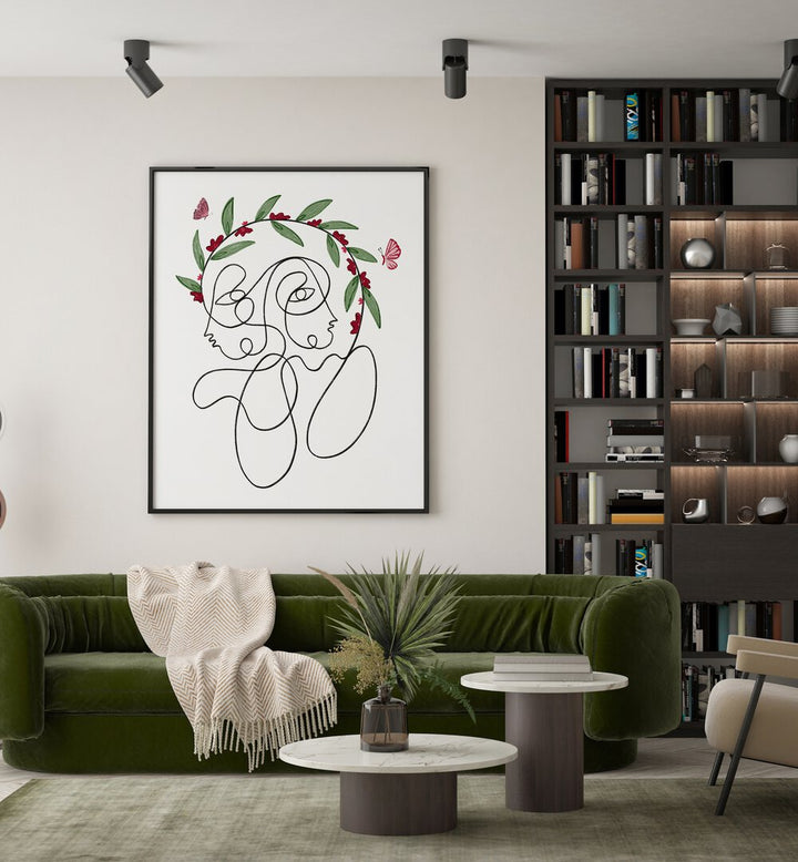 Stylish BLOSSOMING CONNECTION, LINE ART PAINTINGS enhancing contemporary home décor and creating elegant conversation starters.