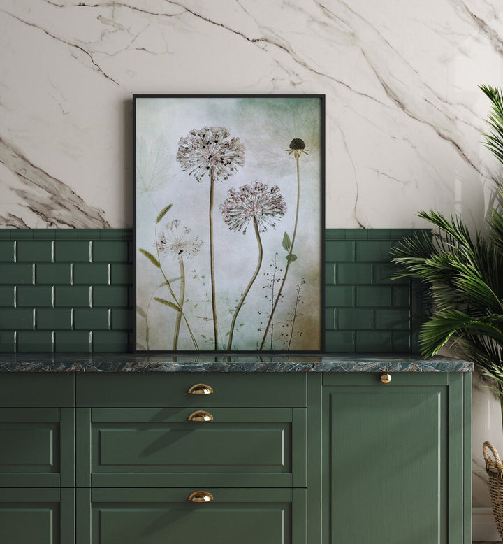 Elegant ALLIUM, FLORAL FLOWER PAINTINGS enhancing home decor with a stunning floral design and sophisticated allure.