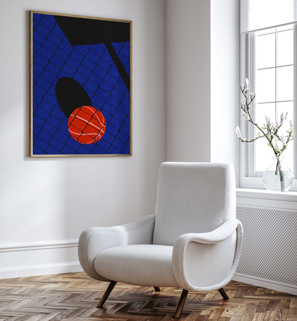 Stylish sports poster featuring a basketball for your BACKYARD BASKETBALL COURT, enhancing your game space decor.