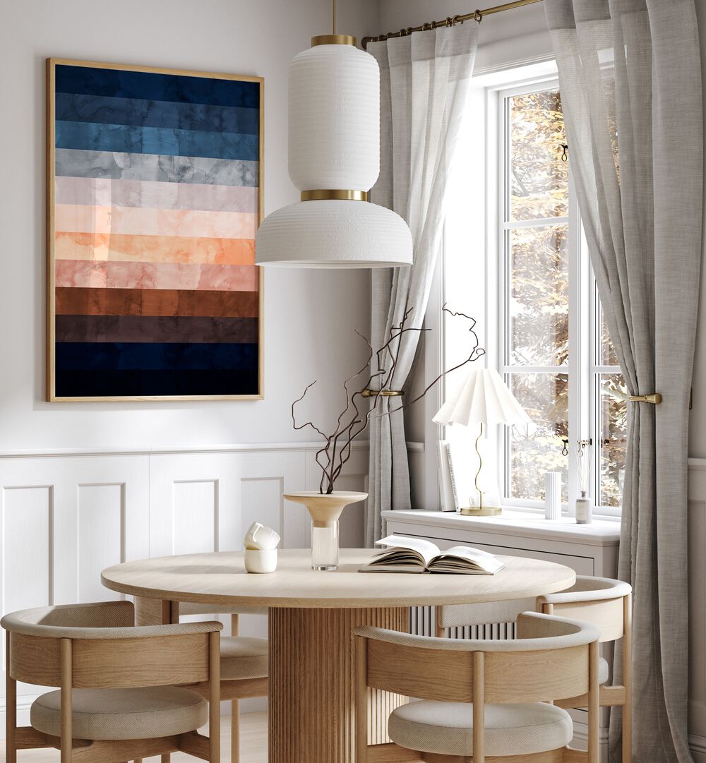 Stylish interior featuring EXPRESSIONIST II, ABSTRACT PAINTINGS, enhancing the modern aesthetic of the space.