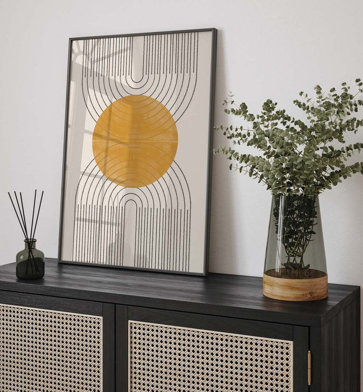 Enhance your decor with the PERFECT POINT YELLOW, BOHO ART PAINTINGS, showcasing vibrant bohemian style.