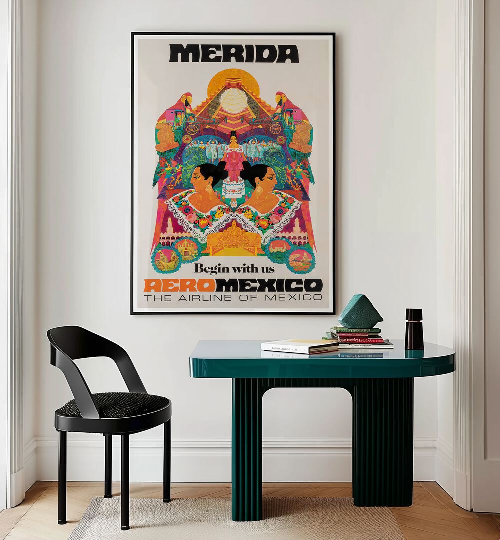AERO MEXICO Vintage Travel Posters showcase vibrant designs that celebrate Mexico's rich cultural heritage and aviation history.