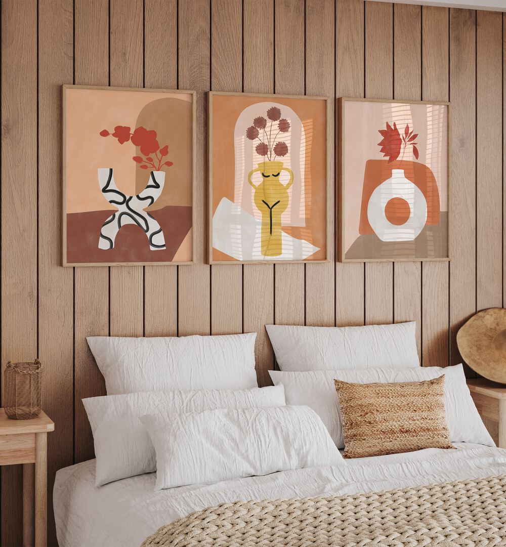 Transform your space with the CERULEAN BLISS SET, SET OF 3 PAINTINGS, featuring soothing cerulean tones and modern art.