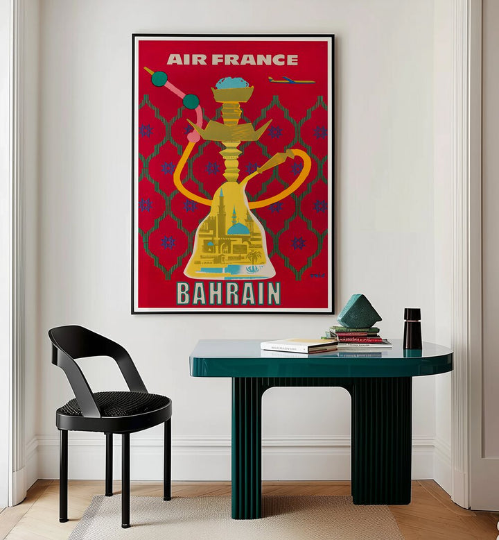 Elegant AIR FRANCE Vintage Travel Posters showcasing Bahrain's culture, perfect for any aviation enthusiast's decor.