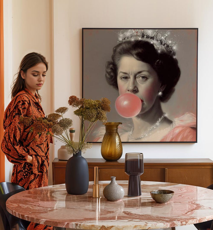 Glitter Queen, altered art prints by Dikhotomy, adds elegance to any space with a modern royal touch.