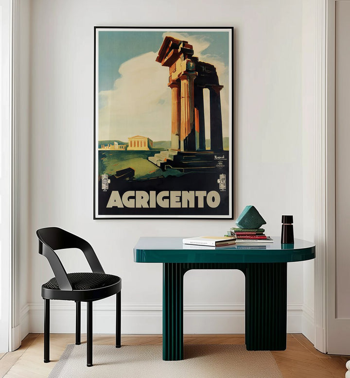 Stylish AGRIGENTO, VINTAGE TRAVEL POSTERS enhance your home decor with a touch of Italian charm and history.