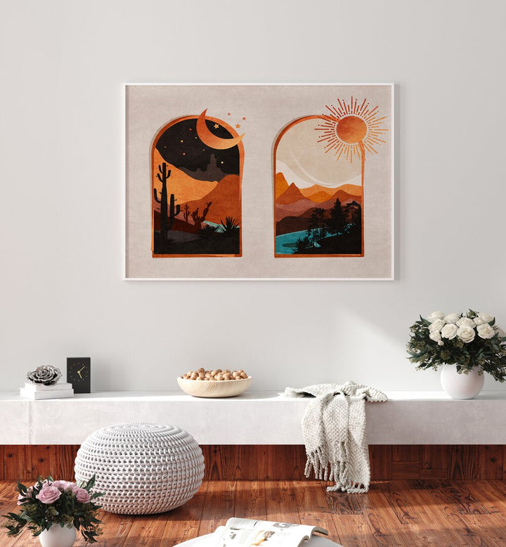 Elevate your space with ARCH, BOHO ART PAINTINGS by Emel Tunaboylu, showcasing stunning desert landscapes.