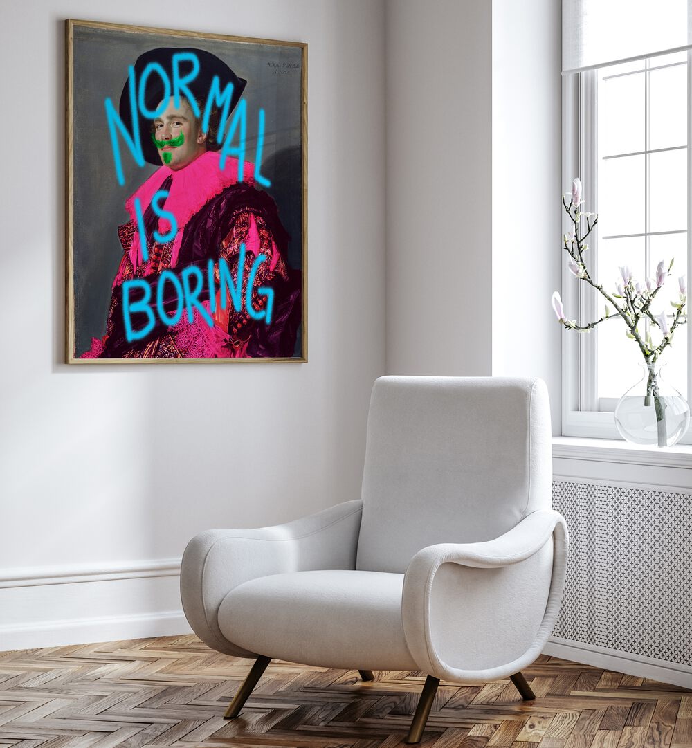 Transform your space with NORMAL IS BORING, QUOTES typography poster, perfect for adding creativity to any room.