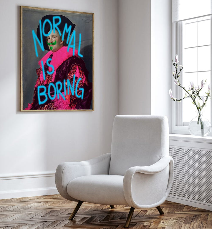 Transform your space with NORMAL IS BORING, QUOTES typography poster, perfect for adding creativity to any room.