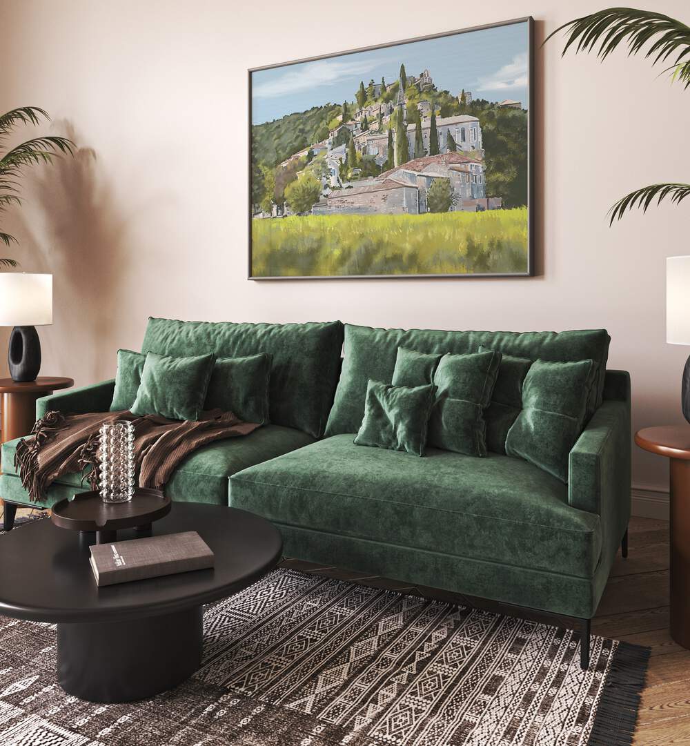 A YESA Landscape Paintings adorn a modern living room, enhancing the beauty of nature indoors.