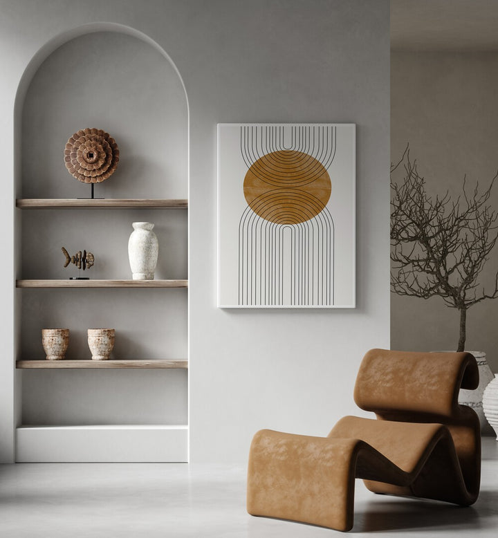 Stylish interior featuring ABSTRACT FLOW III, BOHO ART PAINTINGS from THE MIUUS STUDIO for a modern aesthetic.