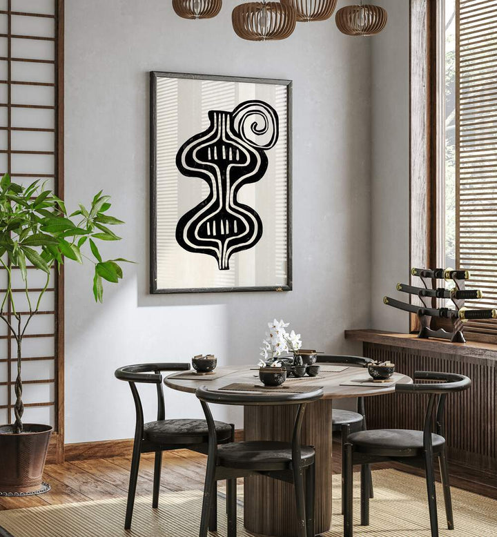 Stylish BOHO I, BOHO ART PAINTINGS adorn a modern dining area, perfect for free-spirited home decor.