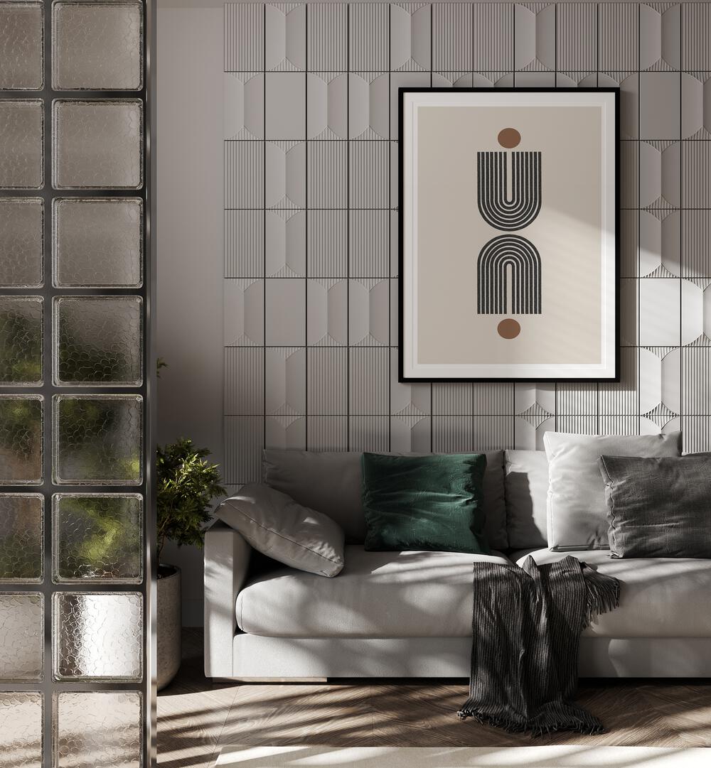 Stylish RETRO BALANCE COMPOSITION, BOHO ART PAINTINGS enhance modern living spaces with chic bohemian flair.