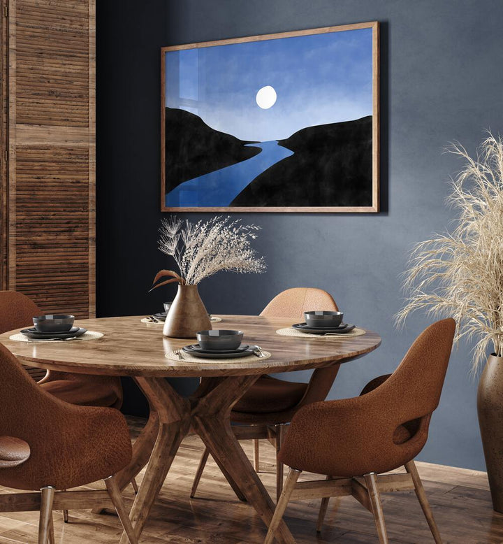 Transform your space with BLUE VALLEY I, LANDSCAPE PAINTINGS by Elena Ristova, showcasing serene nature's beauty.