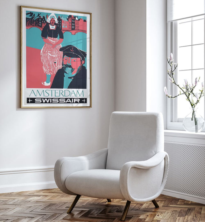 Decorate your space with AMSTERDAM II, VINTAGE TRAVEL POSTERS, showcasing Amsterdam's charm and vibrant culture.