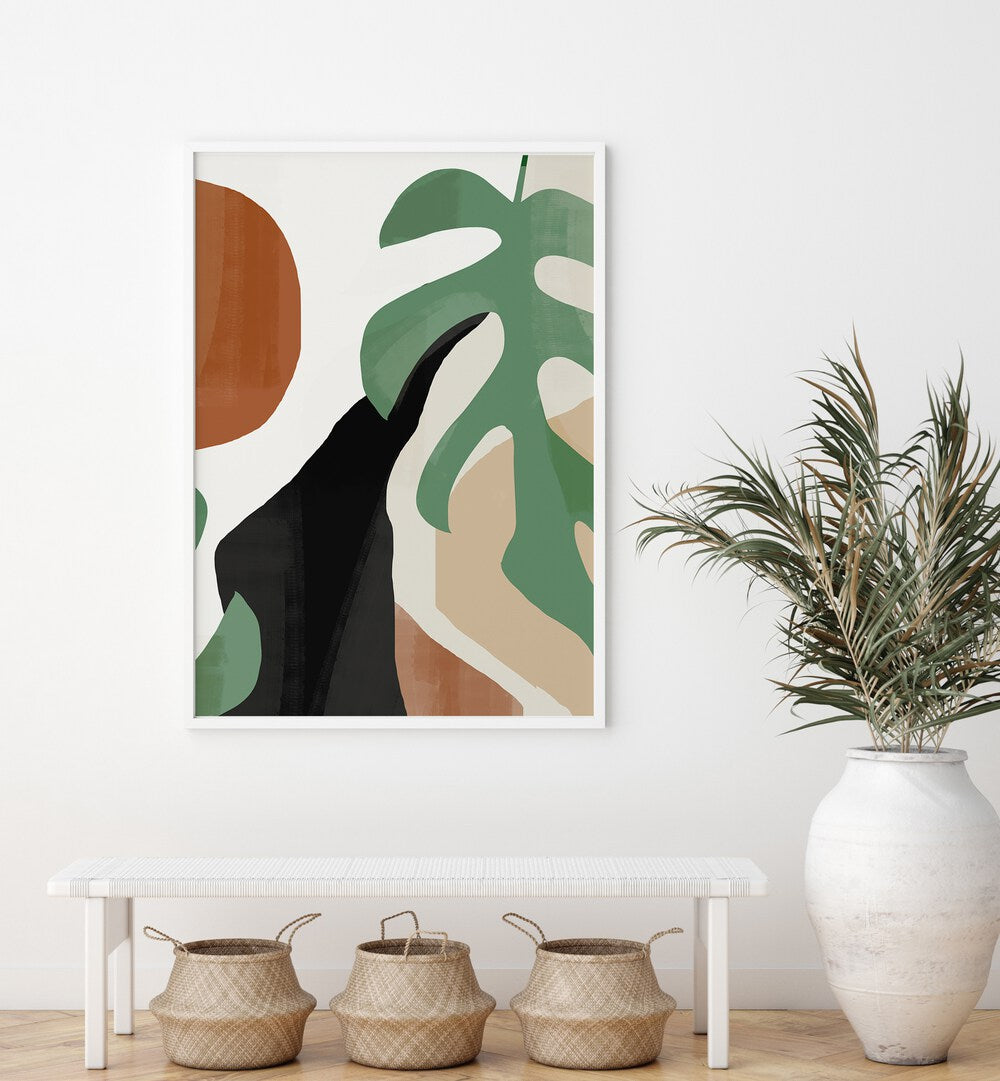 Abstract Tropical Leaves, Boho Art Paintings enhance your space with earthy tones and artistic vibes for a serene atmosphere.