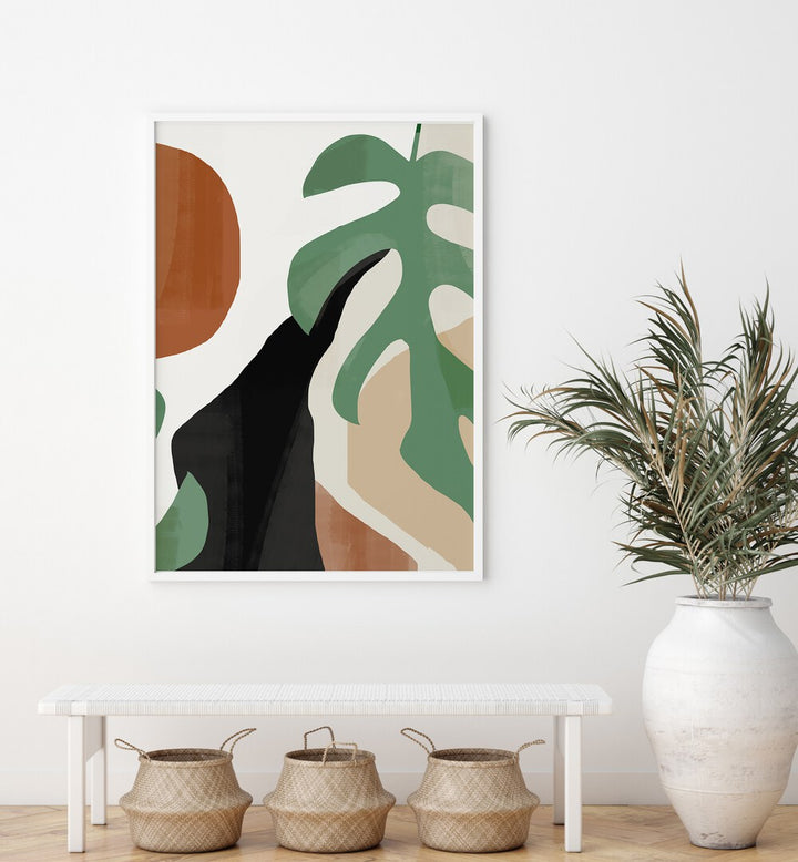 Abstract Tropical Leaves, Boho Art Paintings enhance your space with earthy tones and artistic vibes for a serene atmosphere.