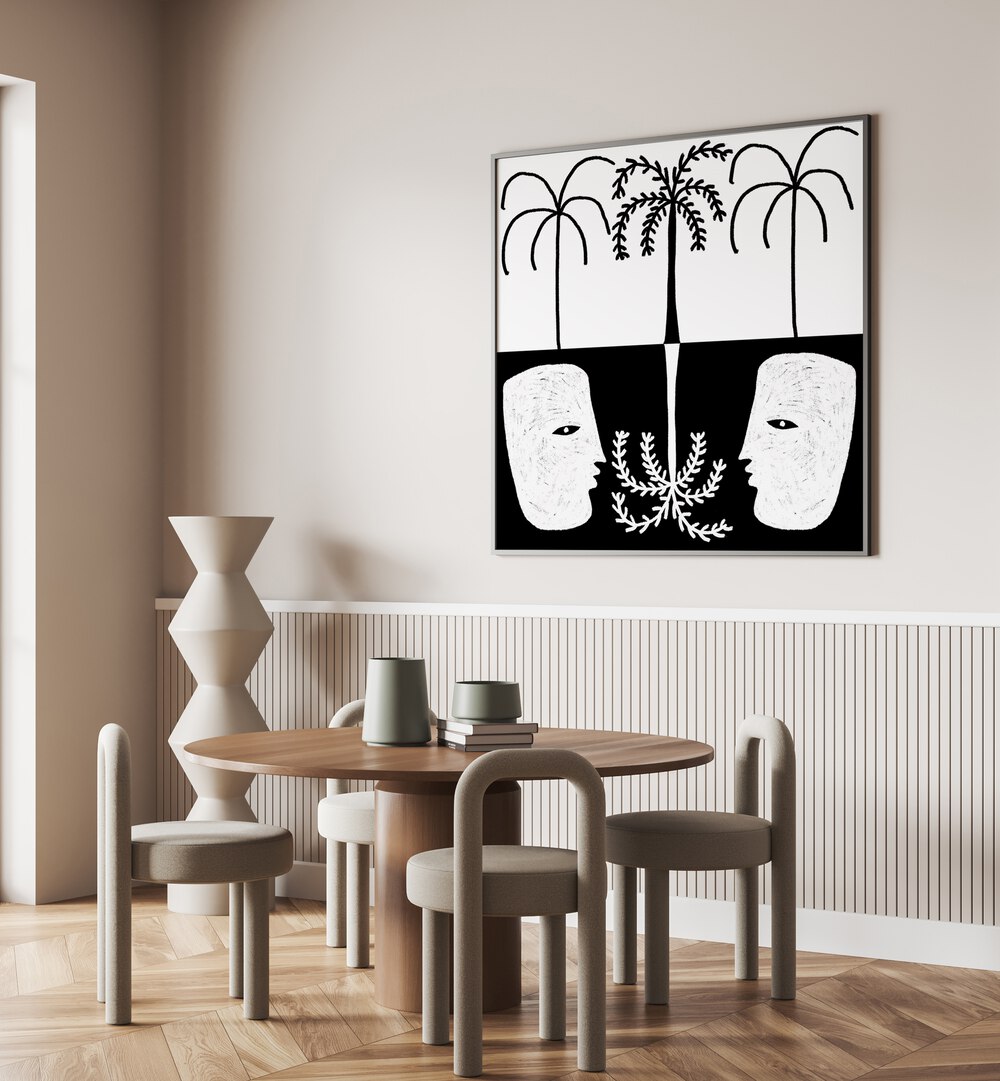 Stylish interior featuring YEARNING II, BOHO ART PAINTINGS, enhancing modern decor with artistic elegance.