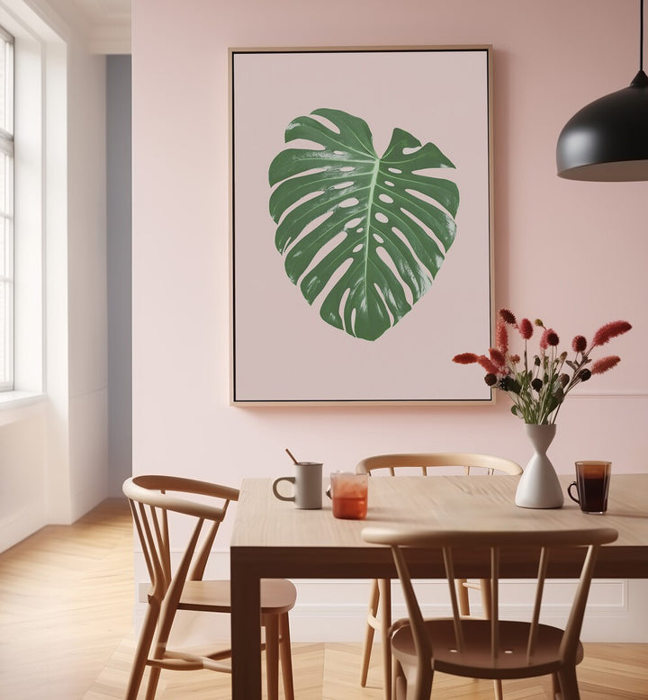 Elegant MONSTERA LEAF BLUSH, FLORAL FLOWER PAINTINGS, perfect for adding tropical charm to any space.