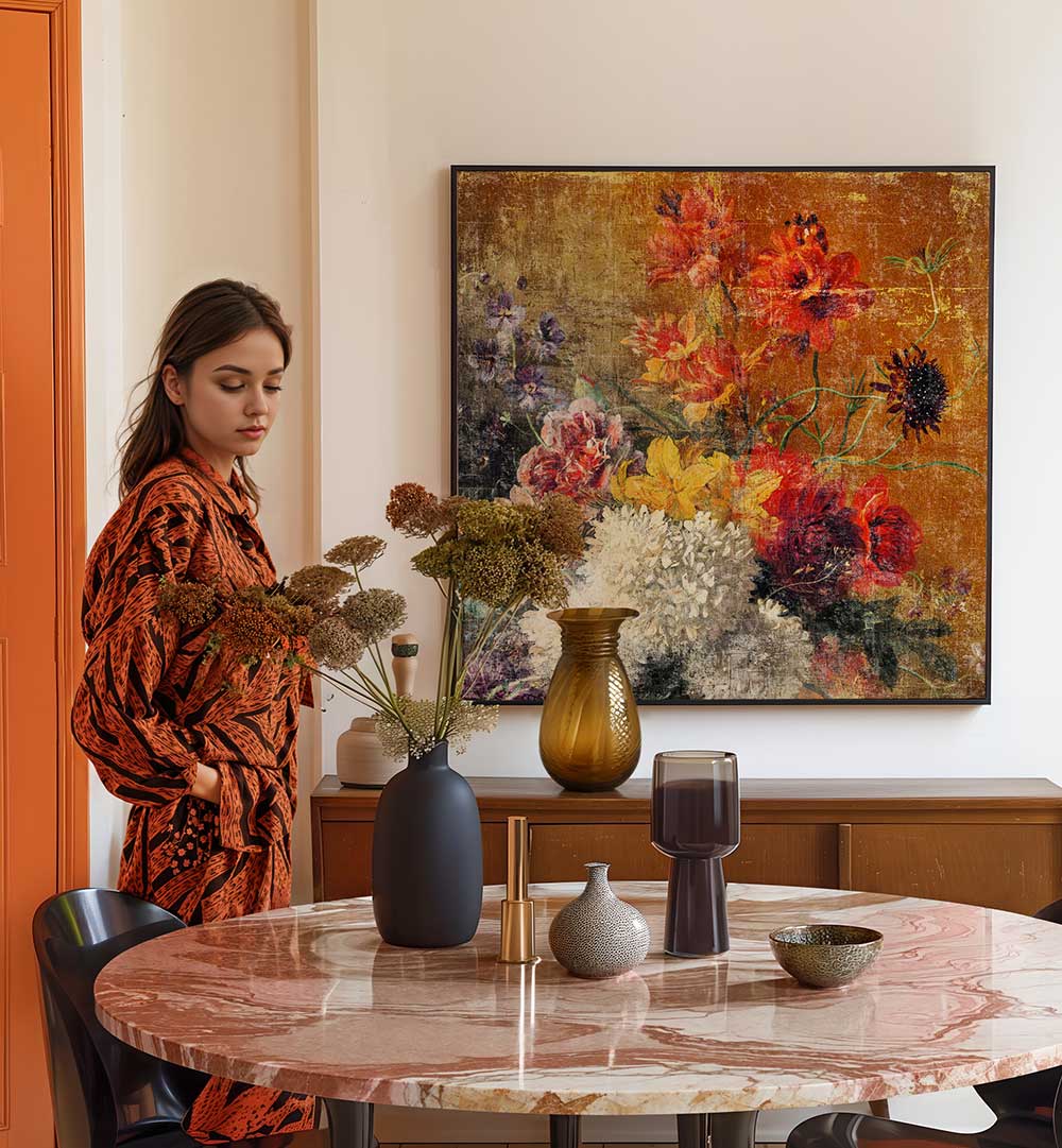 ART DISTRESSED  , FLORAL FLOWER PAINTINGS