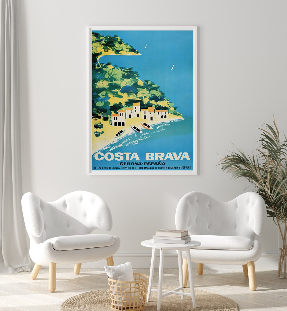 Costa Brava vintage travel posters showcase a picturesque Mediterranean scene, perfect for enhancing your home decor.