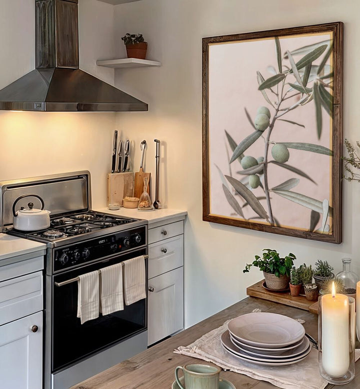 Stylish kitchen featuring OLIVES, FLORAL FLOWER PAINTINGS that enhance your culinary space with elegance.