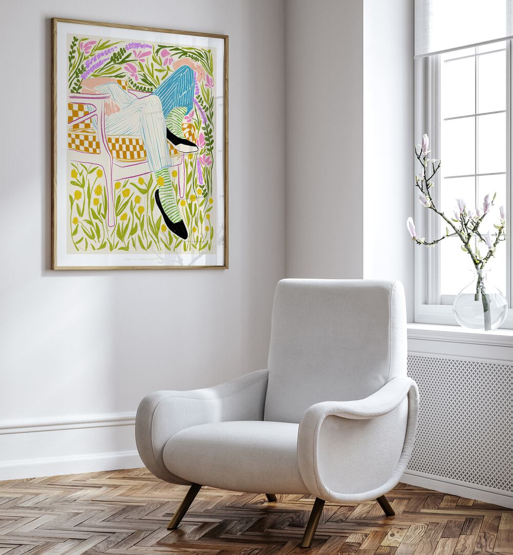 Stunning QUIET II, VIBRANT art print enhances a modern living space with its colorful, tranquil design.