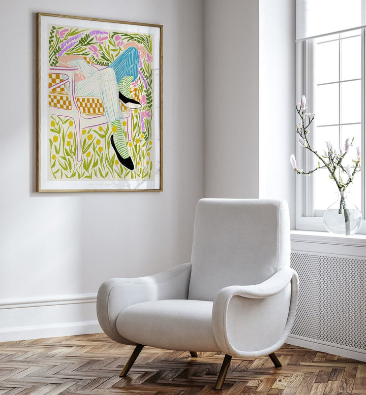 Stunning QUIET II, VIBRANT art print enhances a modern living space with its colorful, tranquil design.