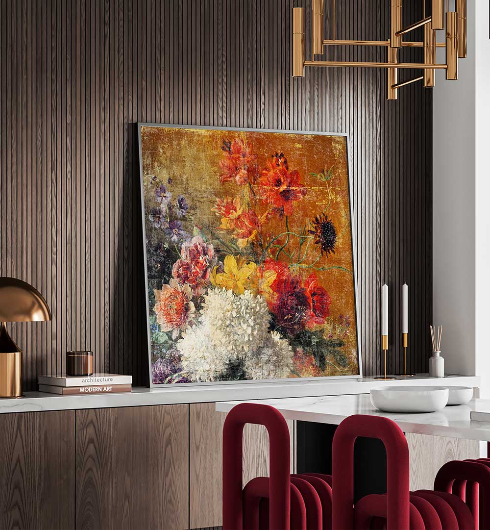 ART DISTRESSED  , FLORAL FLOWER PAINTINGS