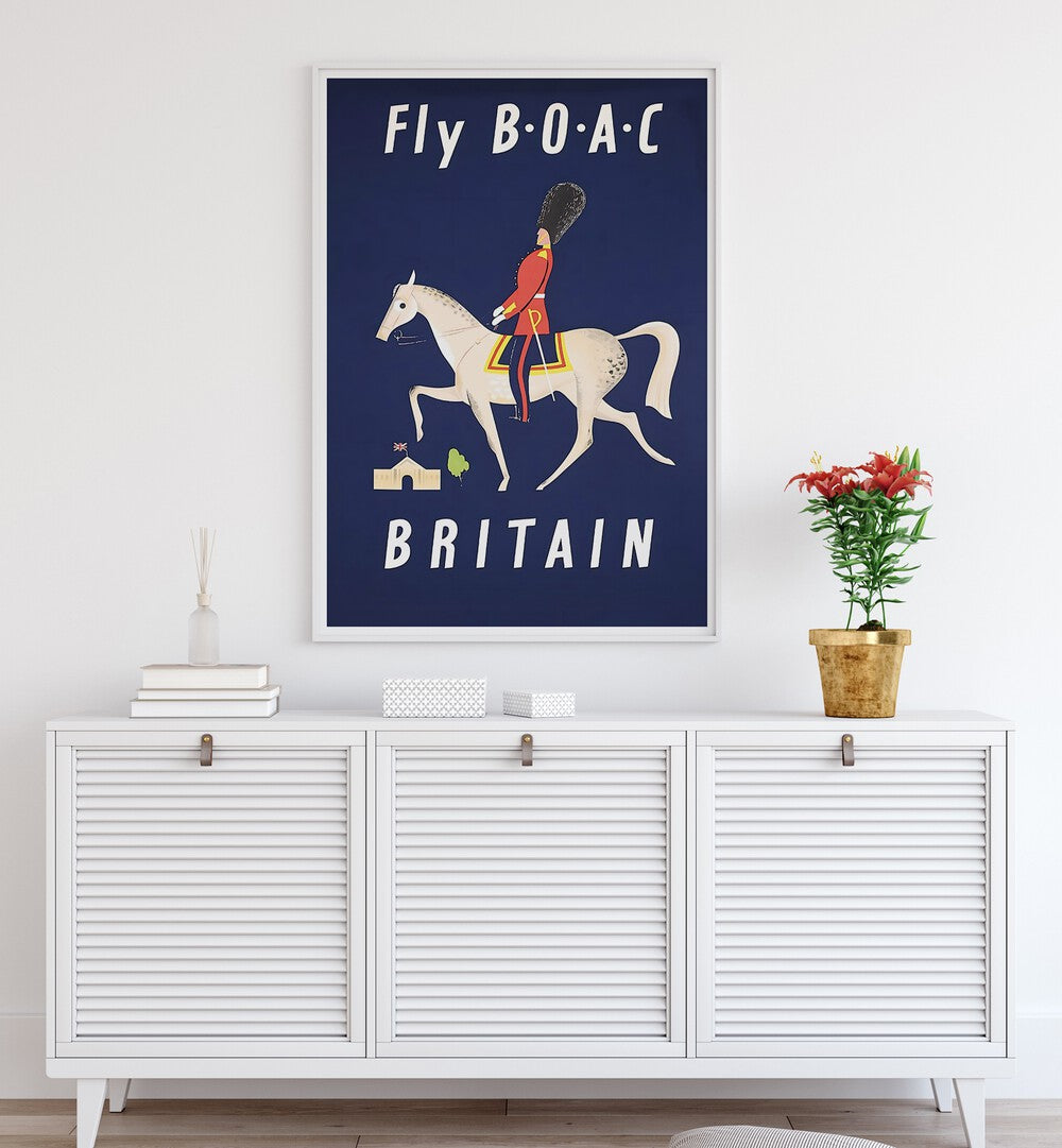 Brightly framed BRITAIN I, VINTAGE TRAVEL POSTERS showcase iconic British imagery, perfect for home or office decor.