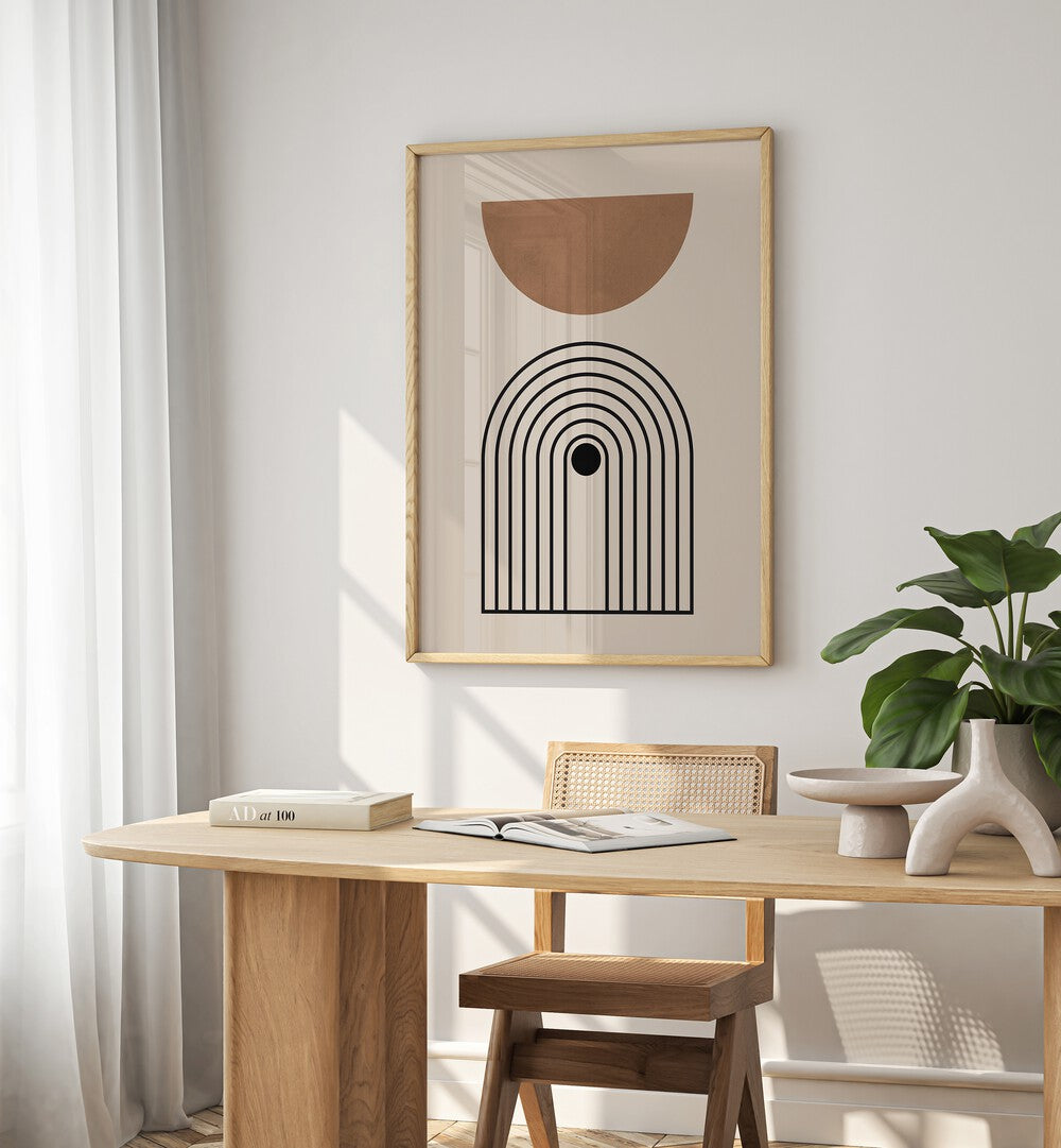 Stylish workspace featuring COMPOSITION V, BOHO ART PAINTINGS, enhancing creativity with modern design elements.