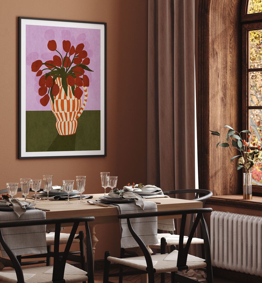 Elevate your decor with FLOWER VASE I, BOHO ART PAINTINGS by Emel Tunaboylu, perfect for modern interiors.