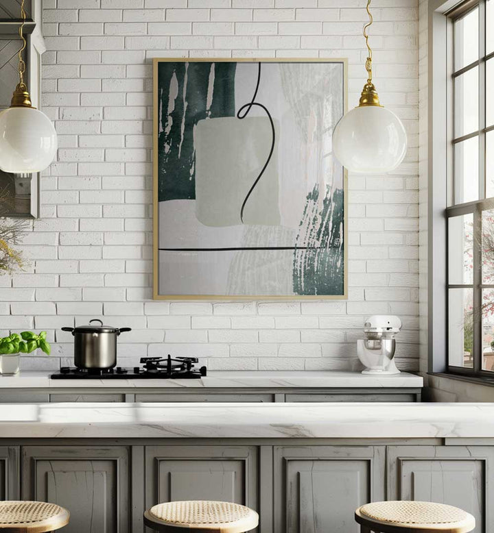 ABSTRACT SHAPES IN GREEN III , BOHO ART PAINTINGS