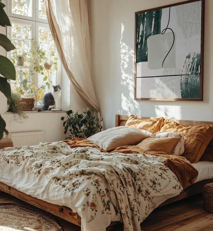 ABSTRACT SHAPES IN GREEN III , BOHO ART PAINTINGS