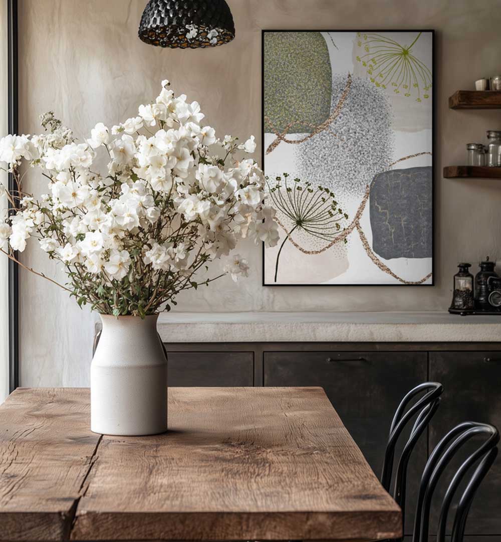 GREEN GREY I , BOHO ART PAINTINGS