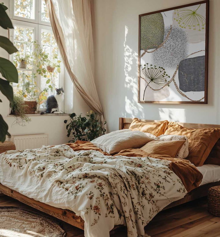 GREEN GREY I , BOHO ART PAINTINGS