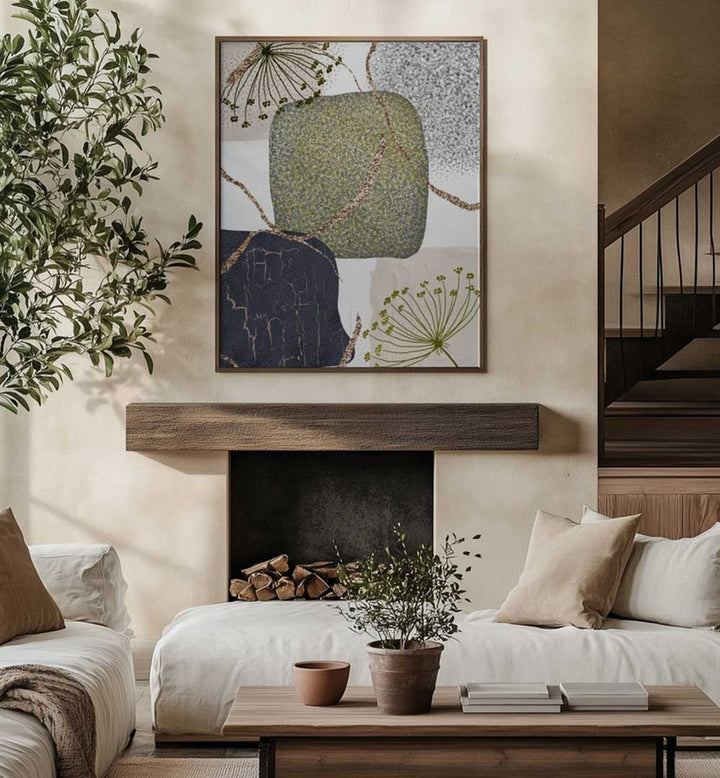 GREEN GREY II , BOHO ART PAINTINGS