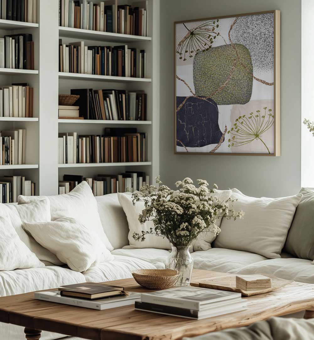 GREEN GREY II , BOHO ART PAINTINGS