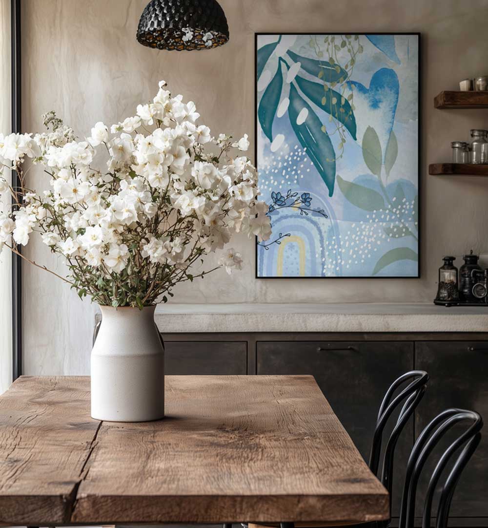 ICEBERG BLUE I , FLORAL FLOWER PAINTINGS