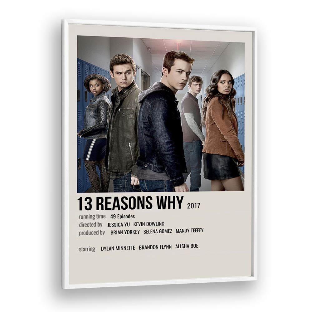 13 REASONS WHY (2017) , MOVIE POSTERS framed artwork showcasing the cast and essence of the acclaimed series.