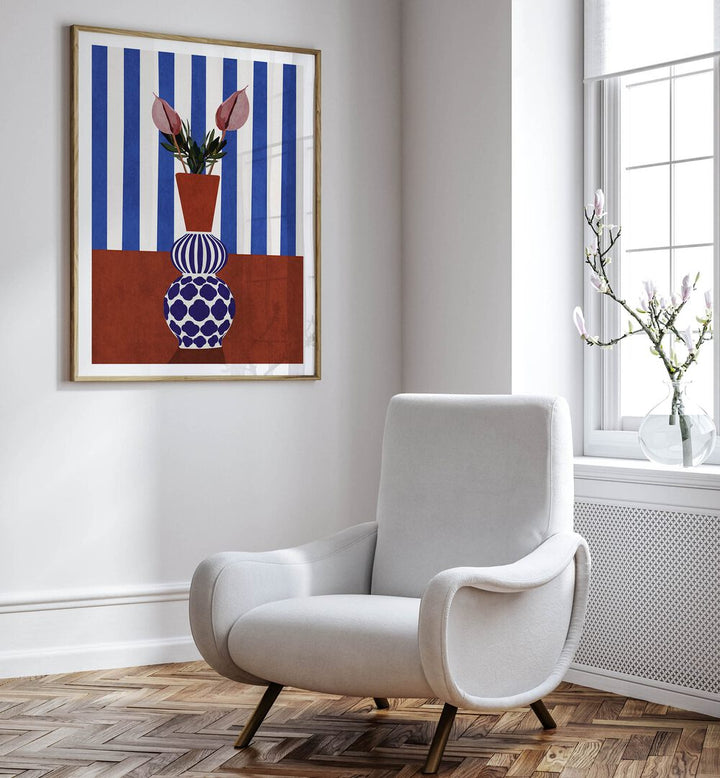 Brighten your decor with FLOWER VASE II, BOHO ART PAINTINGS by Emel Tunaboylu, showcasing vibrant colors and style.