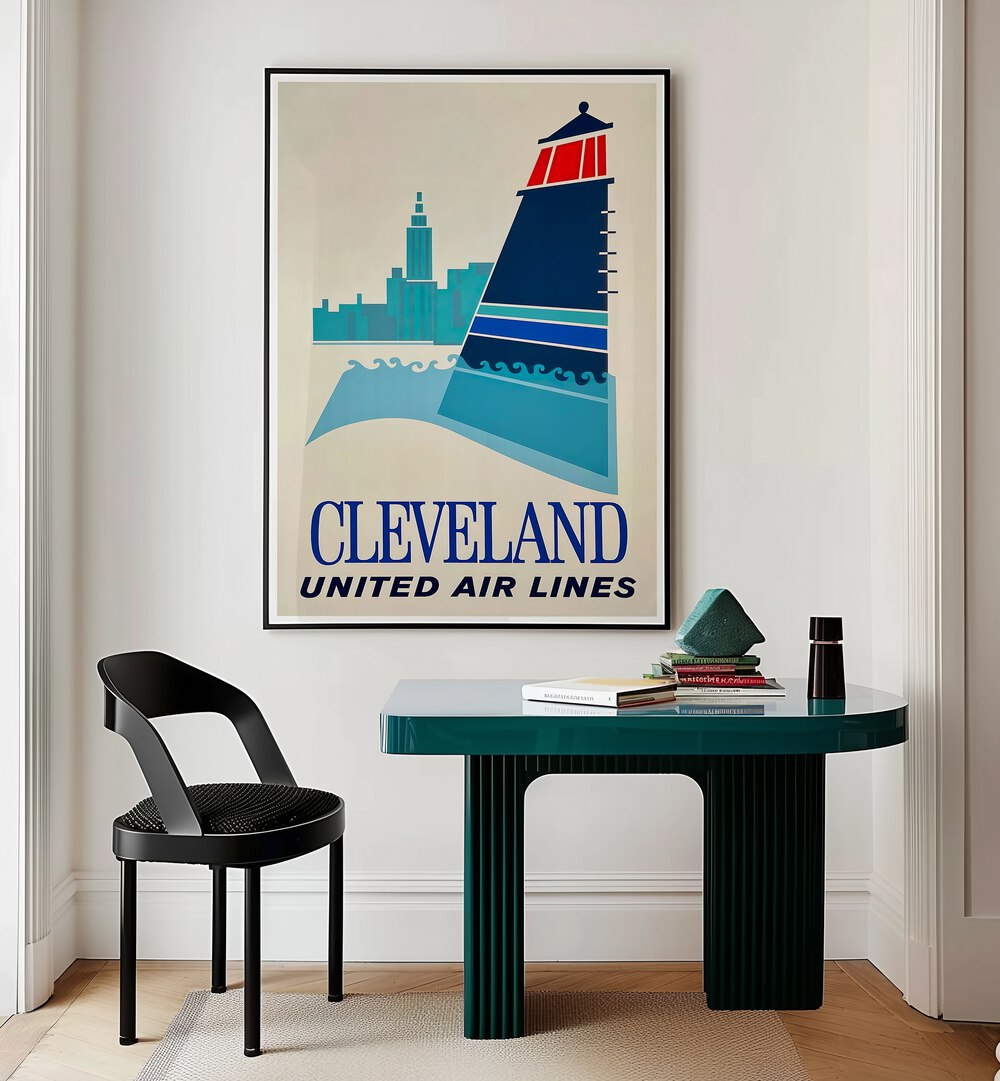 CLEVELAND AIR LINES Vintage Travel Posters enhance your space with nostalgic air travel charm and stunning design.