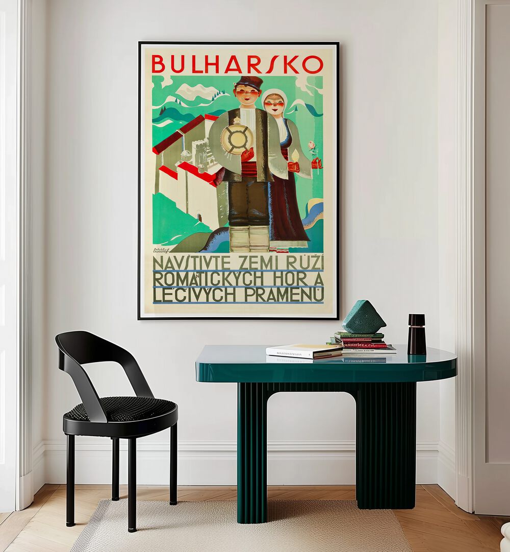 BULHARSKO, VINTAGE TRAVEL POSTERS showcasing Bulgaria's charm and rich history in a vibrant wall art design.