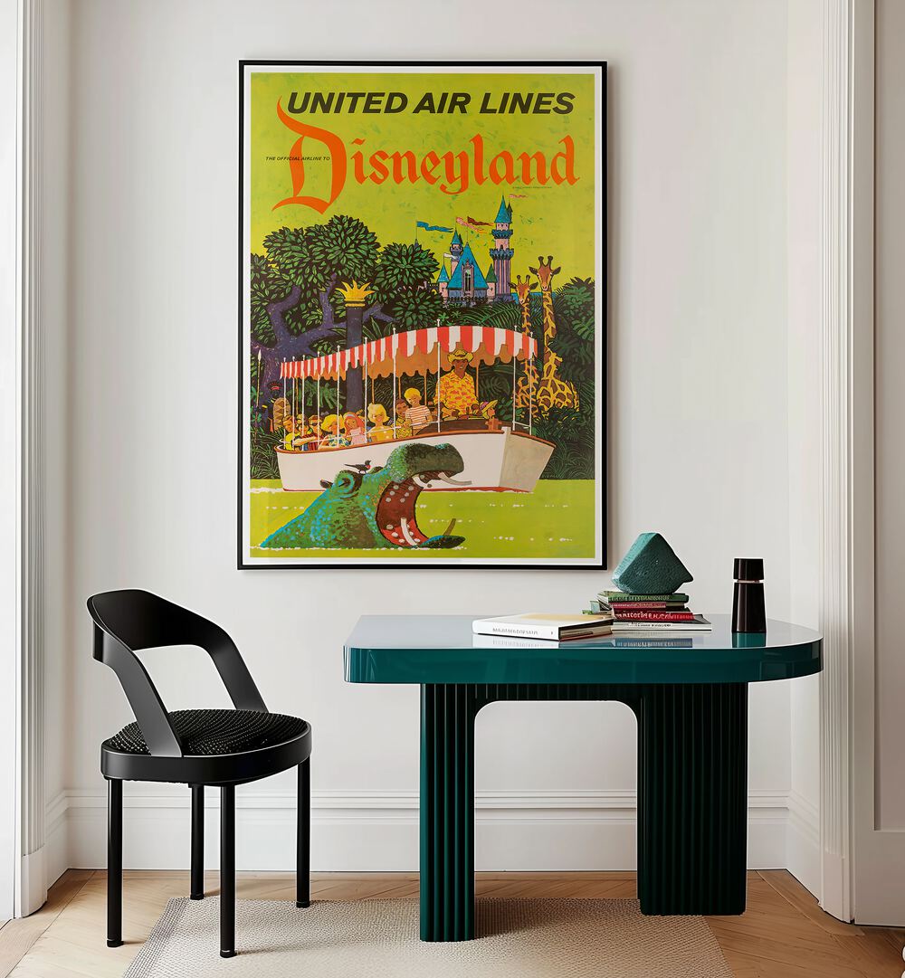 Brightly colored Disneyland Vintage Travel Posters evoke nostalgia and the magic of the happiest place on earth.