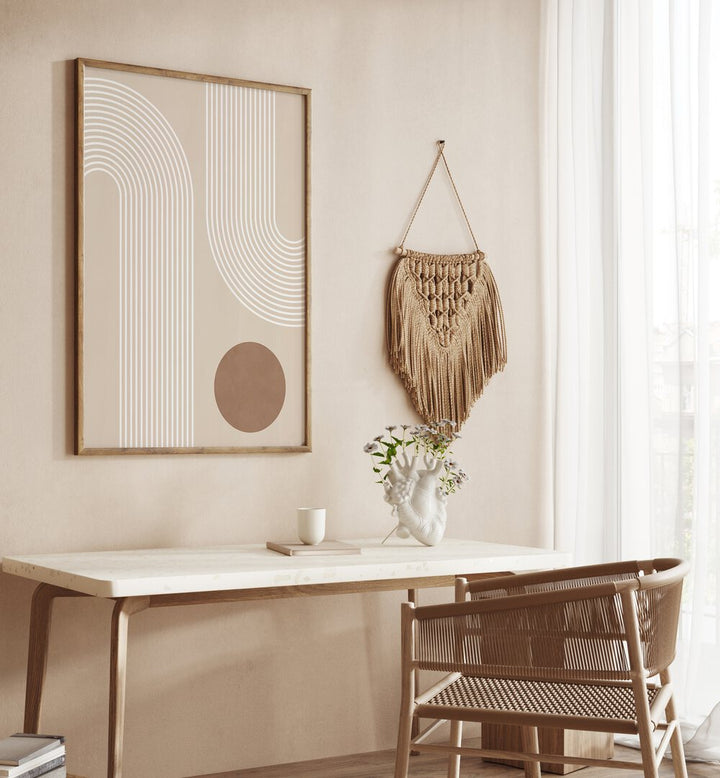 Stylish BEIGE ARC III, BOHO ART PAINTINGS by Elena Ristova, enhancing modern decor with elegance and sophistication.