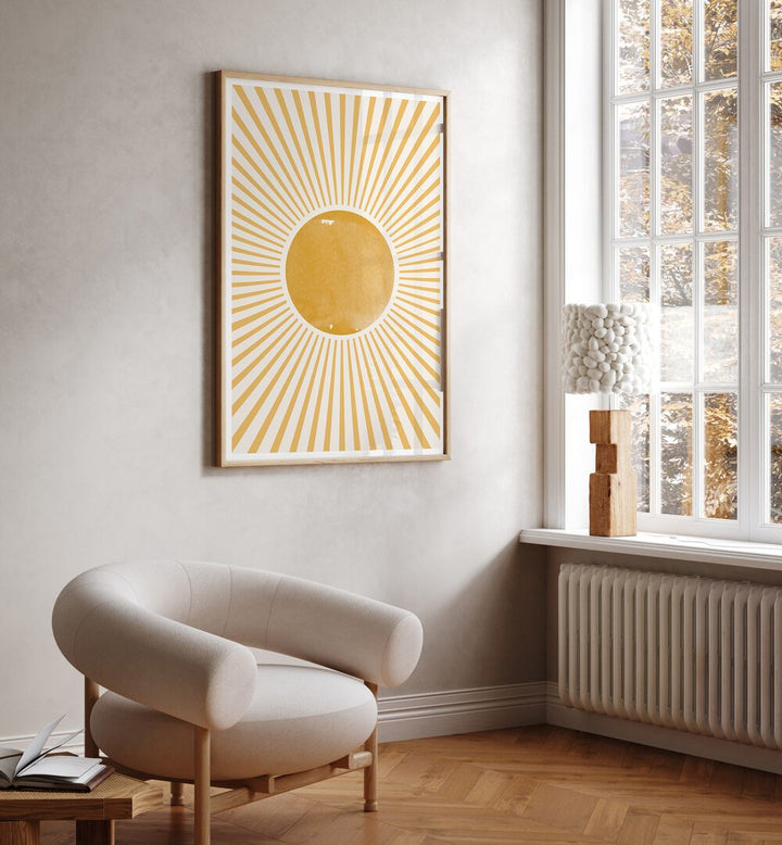 Brighten your space with BOHO SUN, BOHO ART PAINTINGS by The Miuus Studio, featuring elegant sunburst design on canvas.