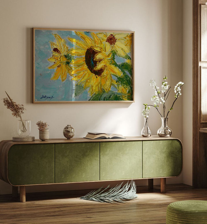 Bright SUN FLOWER CANVAS, FLORAL FLOWER PAINTINGS, perfect for adding warmth and color to any living space.